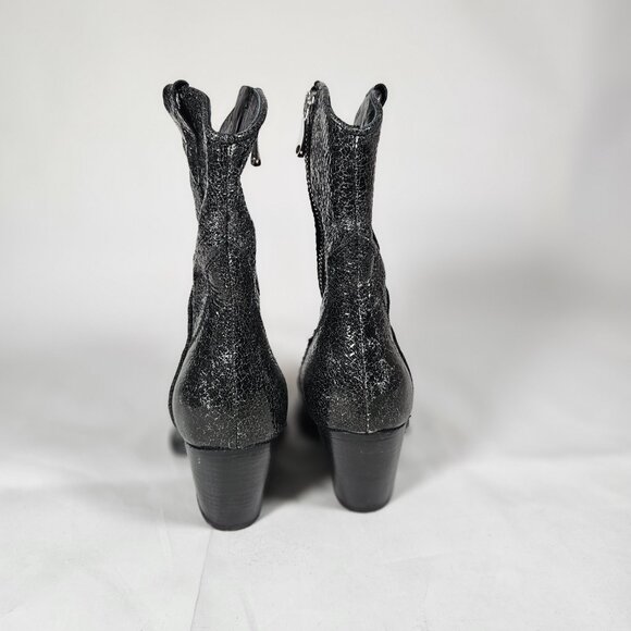 Free People Vero Cuoio Metallic Black Brayden Ankle Boots Silver Toe Sz 36 or 6 - Picture 2 of 10